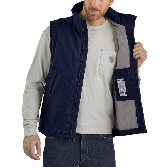 NEW $225 Carhartt Fire-Resistant Quick Duck Vest!  Navy  Insulated  DWR  103387 - Picture 3 of 4